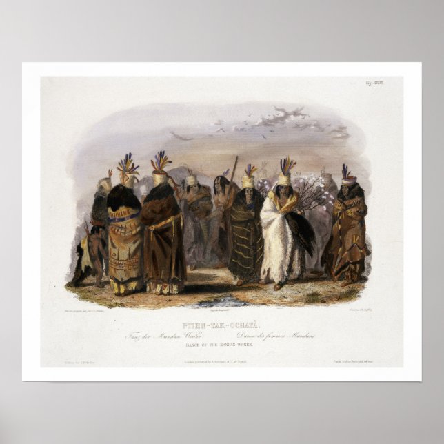 Poster Ptihn-Tak-Ochata, Danse des femmes mandanes, plaqu (Devant)