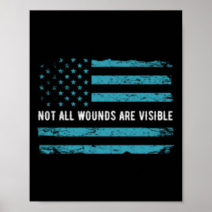 Poster Ptsd Nous Sensibiliser Drapeau En Couleur Turquois