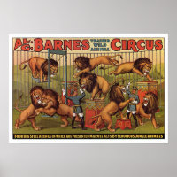 Poster publicitaire de Barnes Circus des années 19