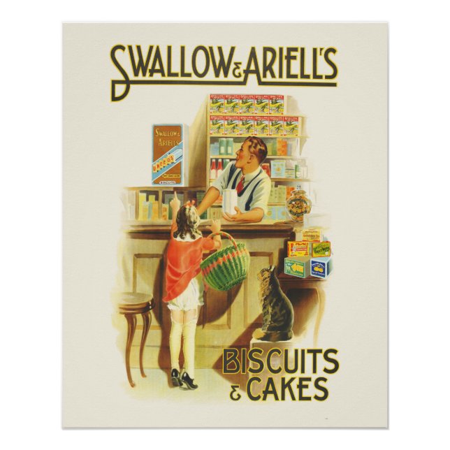 Poster publicitaire de biscuits Vintages colorés (Devant)