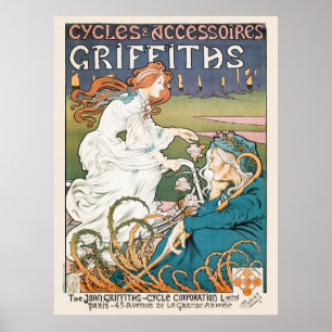 Poster publicitaire vintage à vélo France 1898