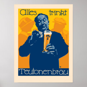 Poster Publicité allemande vintage de bière