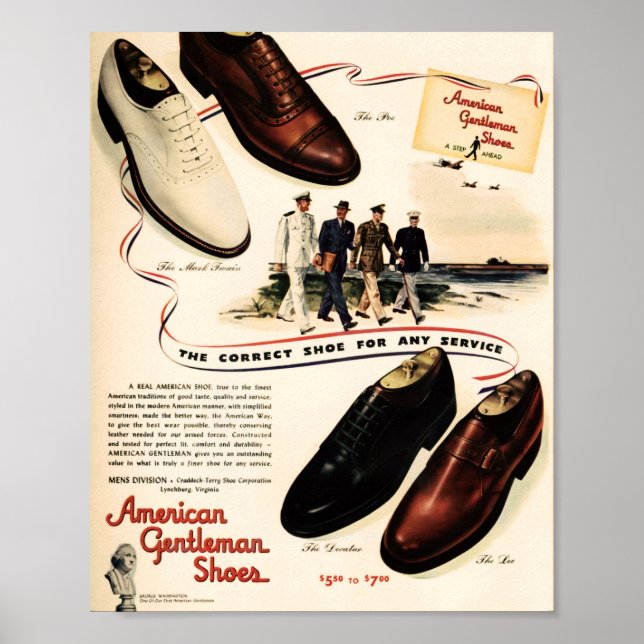 Poster Publicité américaine de chaussures pour hommes, W. (Devant)