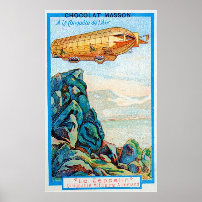Poster Publicité au chocolat Masson avec Zeppelin Airship (Devant)