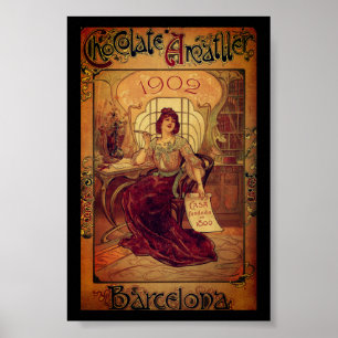 Poster Publicité au chocolat pour femme victorienne