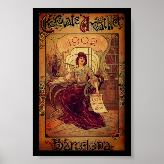 Poster Publicité au chocolat pour femme victorienne (Devant)