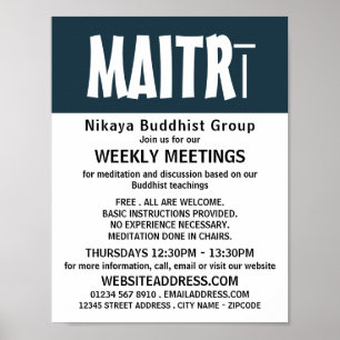 Poster Publicité de groupe bouddhiste moderne Bold