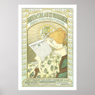 Poster Publicité de journal néerlandais Art Nouveau
