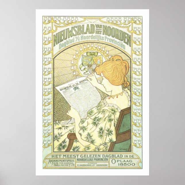 Poster Publicité de journal néerlandais Art Nouveau (Devant)