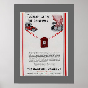Poster Publicité de la boîte à feu Gamewell 1940