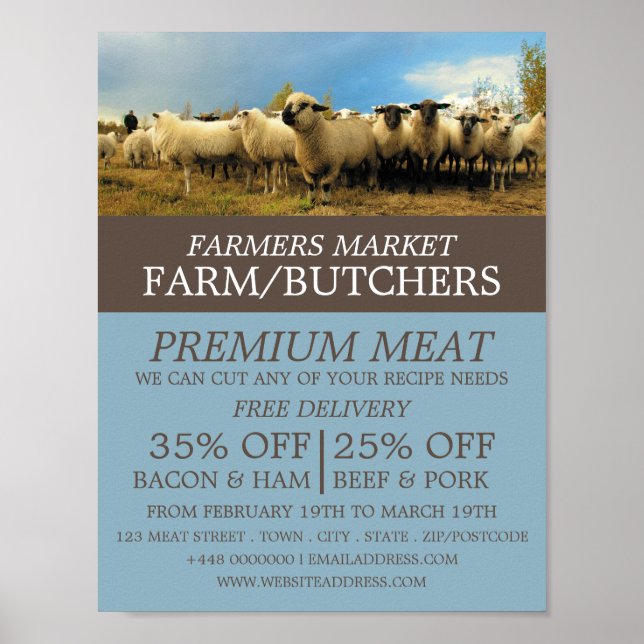 Poster Publicité de la ferme, de l'agriculteur et du bouc (Devant)