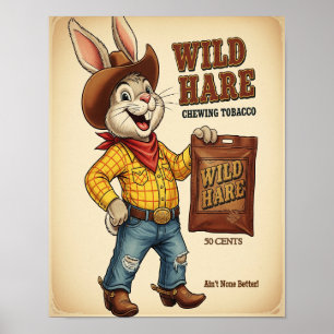Poster Publicité de tabac à mâcher de lièvre sauvage