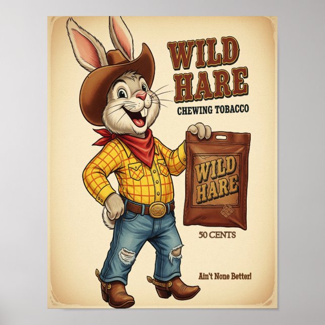 Poster Publicité de tabac à mâcher de lièvre sauvage (Devant)