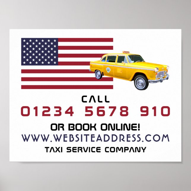 Poster Publicité de taxi de pavillon américain (Devant)
