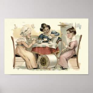 Poster Publicité de Tea Party de l'époque victorienne vin
