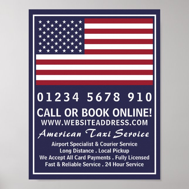 Poster Publicité du drapeau de l'entreprise de taxis amér (Devant)