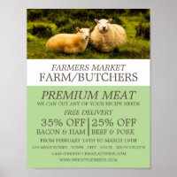 Publicité du mouton, de l'agriculteur et du bouche