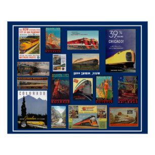 Poster Publicité ferroviaire vintage