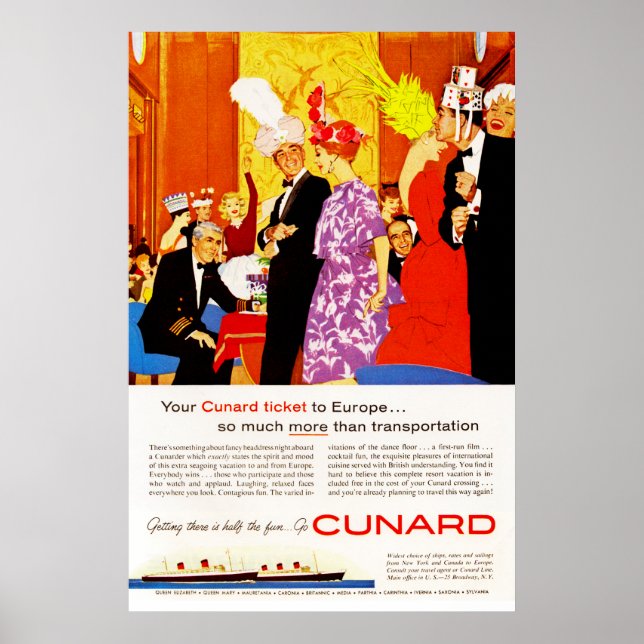 Poster Publicité pour la fête des reines de Cunard (Devant)