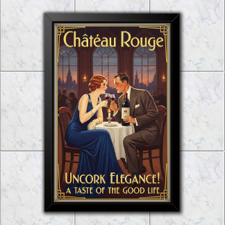 Poster Publicité pour le vin Château Rouge de 1930