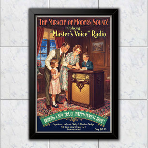 Poster Publicité radio Vintage Master's Voice de 1936