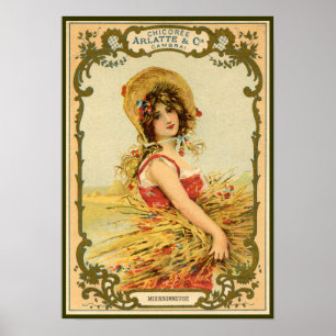 Poster Publicité sur la récolte de chicorée