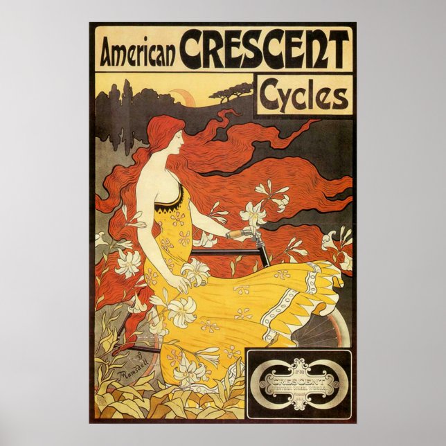 Poster Publicité vintage American Crescent Cycles (Devant)
