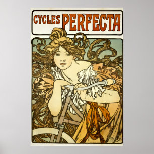 Poster Publicité vintage Art Nouveau à vélo par Alphonse 