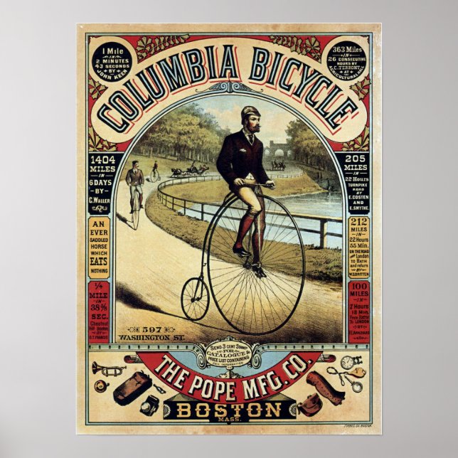 Poster Publicité vintage Columbia Bicycles (Devant)