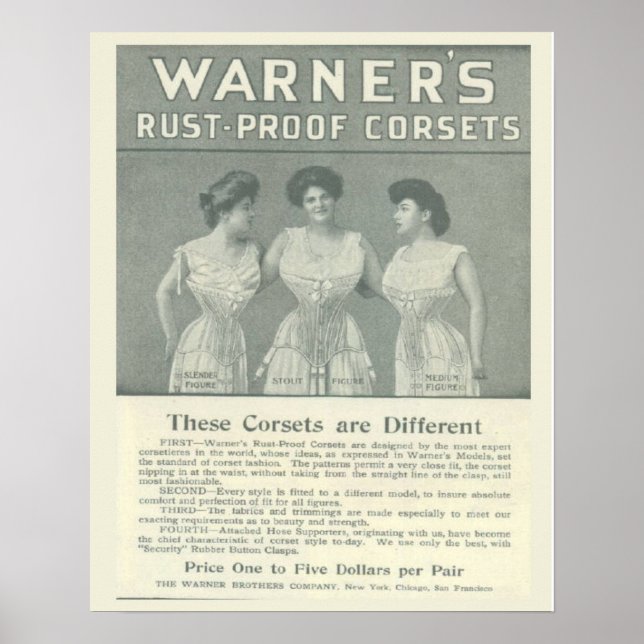 Poster Publicité vintage Corset, Preuve de rouille Warner (Devant)