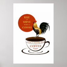 Publicité vintage de café, coq et coupe de café