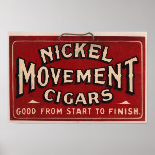 Poster Publicité vintage de cigare : Mouvement de nickel