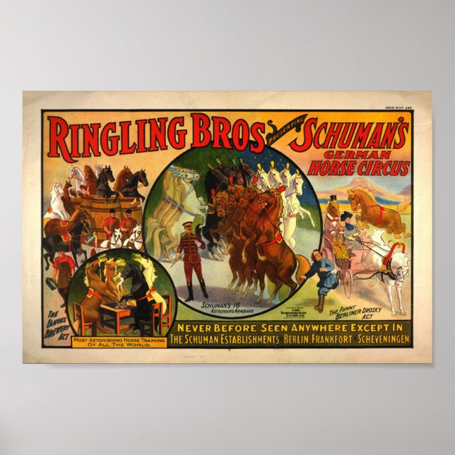 Poster Publicité vintage de cirque (Devant)