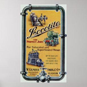 Poster Publicité vintage de machine à vapeur de Locotite