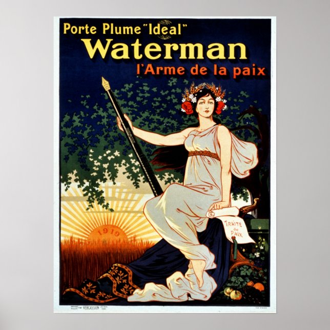 Poster Publicité vintage de plume Waterman (Devant)