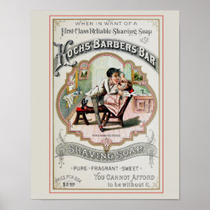 Poster Publicité vintage de salon de coiffure