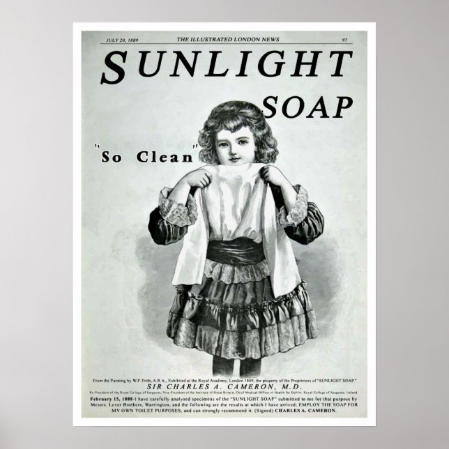 Poster Publicité vintage de savon Sunlight (Devant)