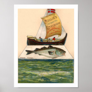Poster Publicité vintage Mellins Cod Liver Oil