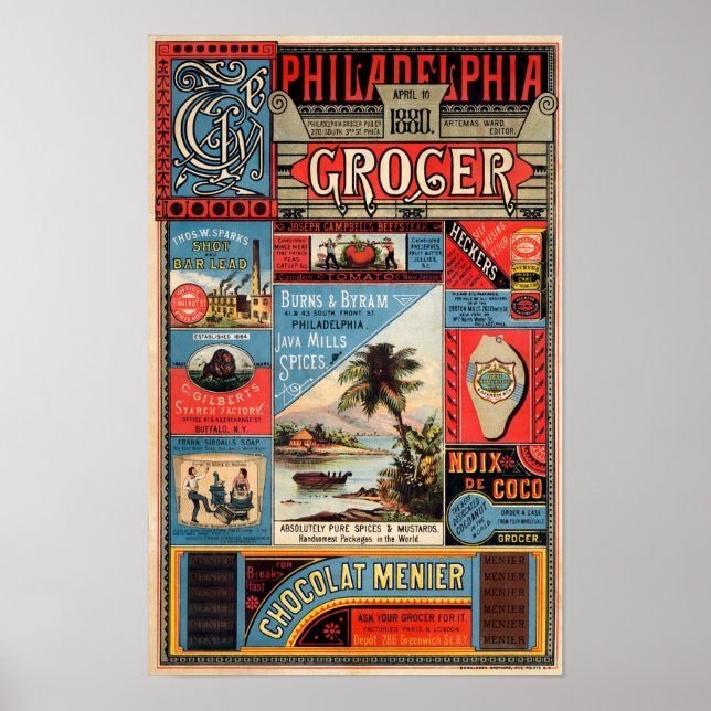 Poster Publicité vintage Philadelphia Grocer (Devant)