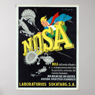 Poster Publicité vintage pour la lutte antiparasitaire