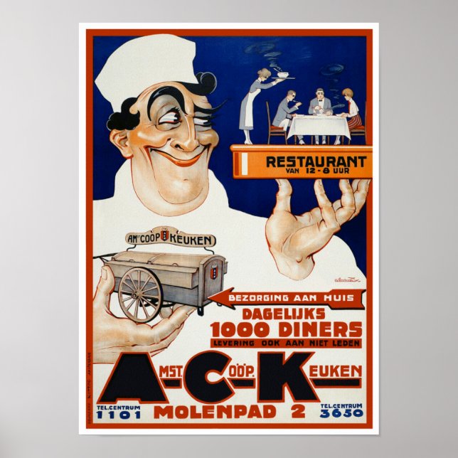 Poster Publicité vintage : Restaurant & Restauration (Devant)