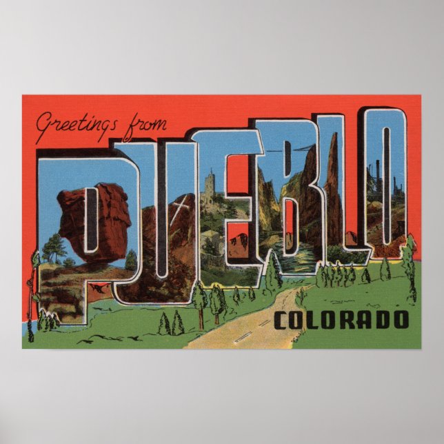 Poster Pueblo, Colorado - Scènes de grandes lettres (Devant)