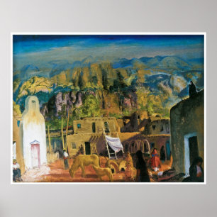 Poster Pueblo, Tesuque, Numéro Un par George Bellows 1917
