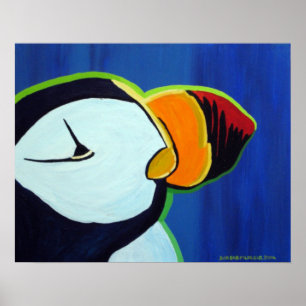 Poster Puffin à cornes