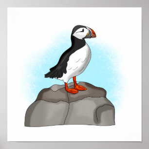 Poster Puffin à main fine