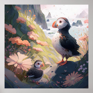 Poster Puffin Bird Portrait Animal Peinture Faune Gratuit