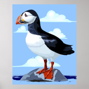 Poster Puffin Cute Oiseau de mer Atlantique