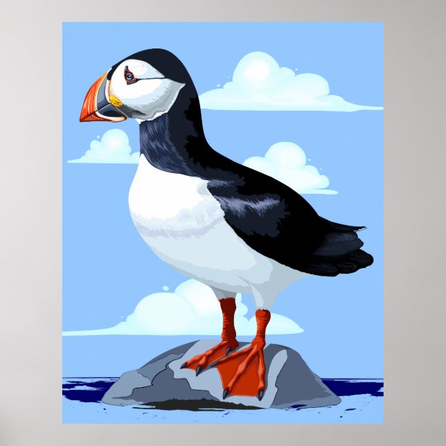 Poster Puffin Cute Oiseau de mer Atlantique (Devant)