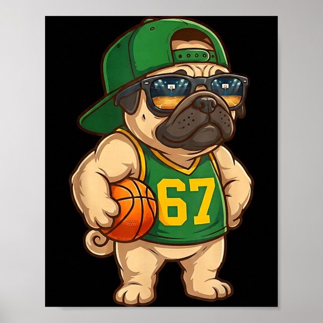 Poster Pug Basketball Dog 67 Gen Alpha Slang Srts Men Boy (Devant)