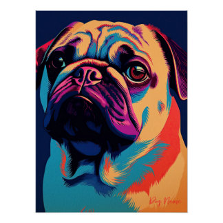 Poster Pug Dog 002 - Bruno Pokopen
